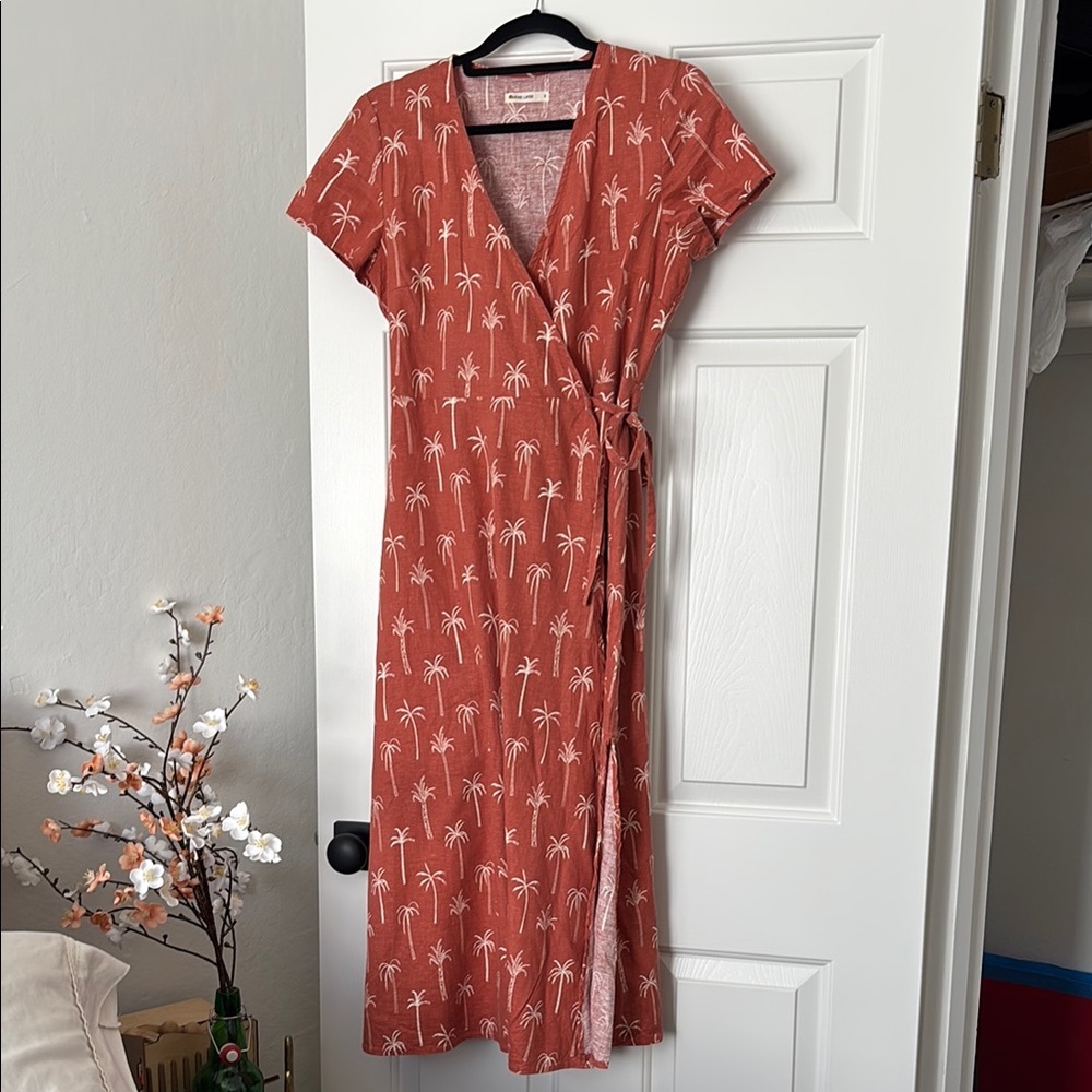 Marine Layer Burnt Orange Sundress V-Neck Midi